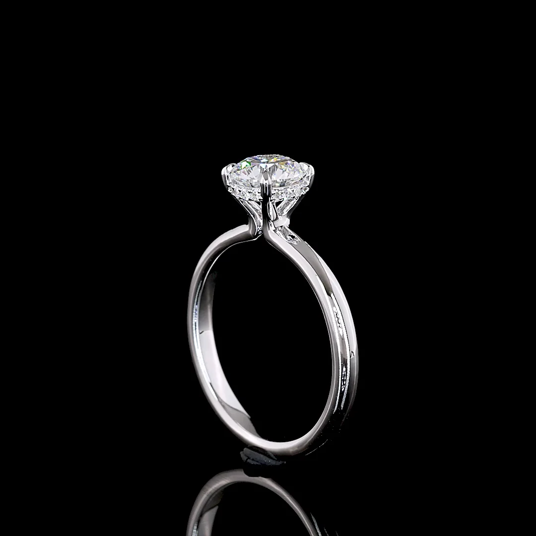 1.12 Cts 14k White Gold Round Shape Hidden Halo Ring - Image 2