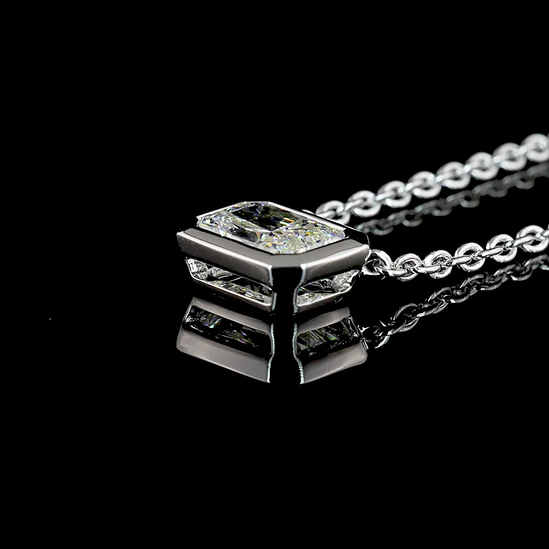 1.55 Cts 14k White Gold Radiant Shape Solitaire Pendant - Image 4