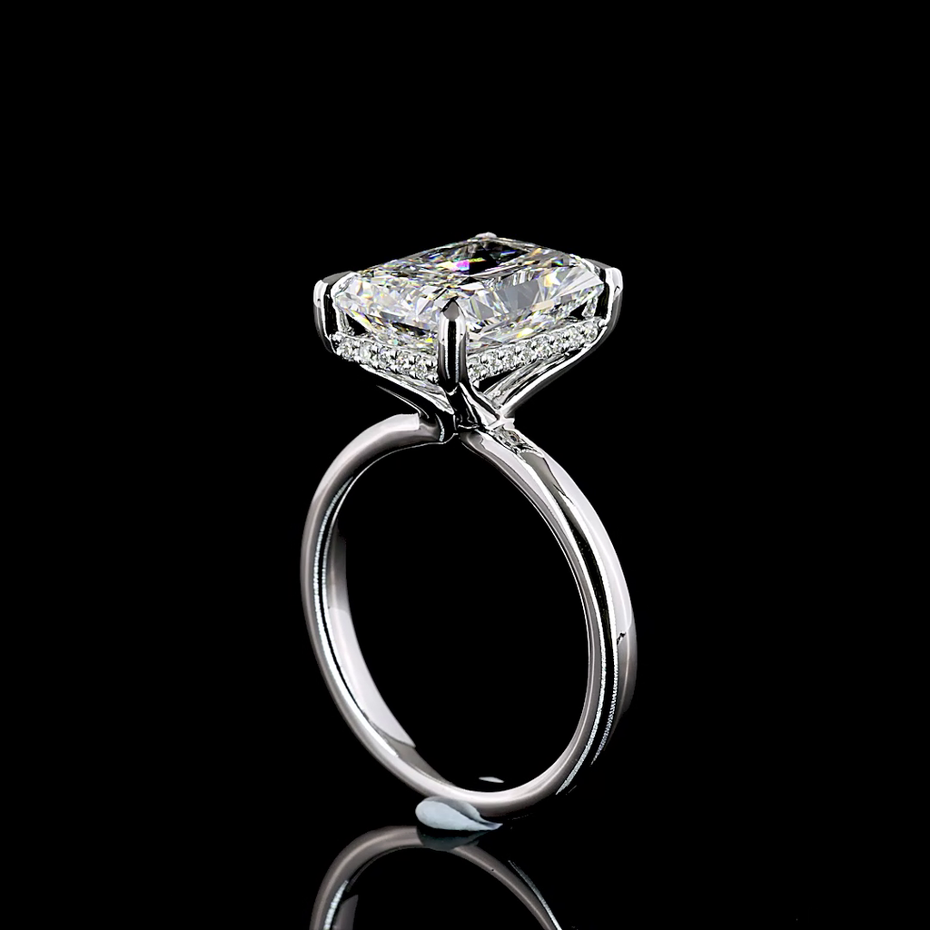 5.27 Cts 14k White Gold Radiant Shape Hidden Halo Ring - Image 2