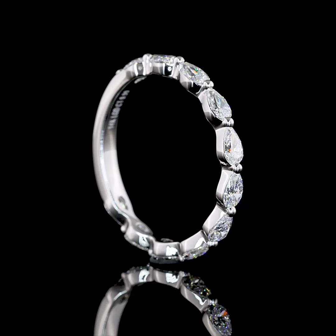 0.99 Cts 14k White Gold Pear Shape 3/4 Band Eternity Band - Image 2