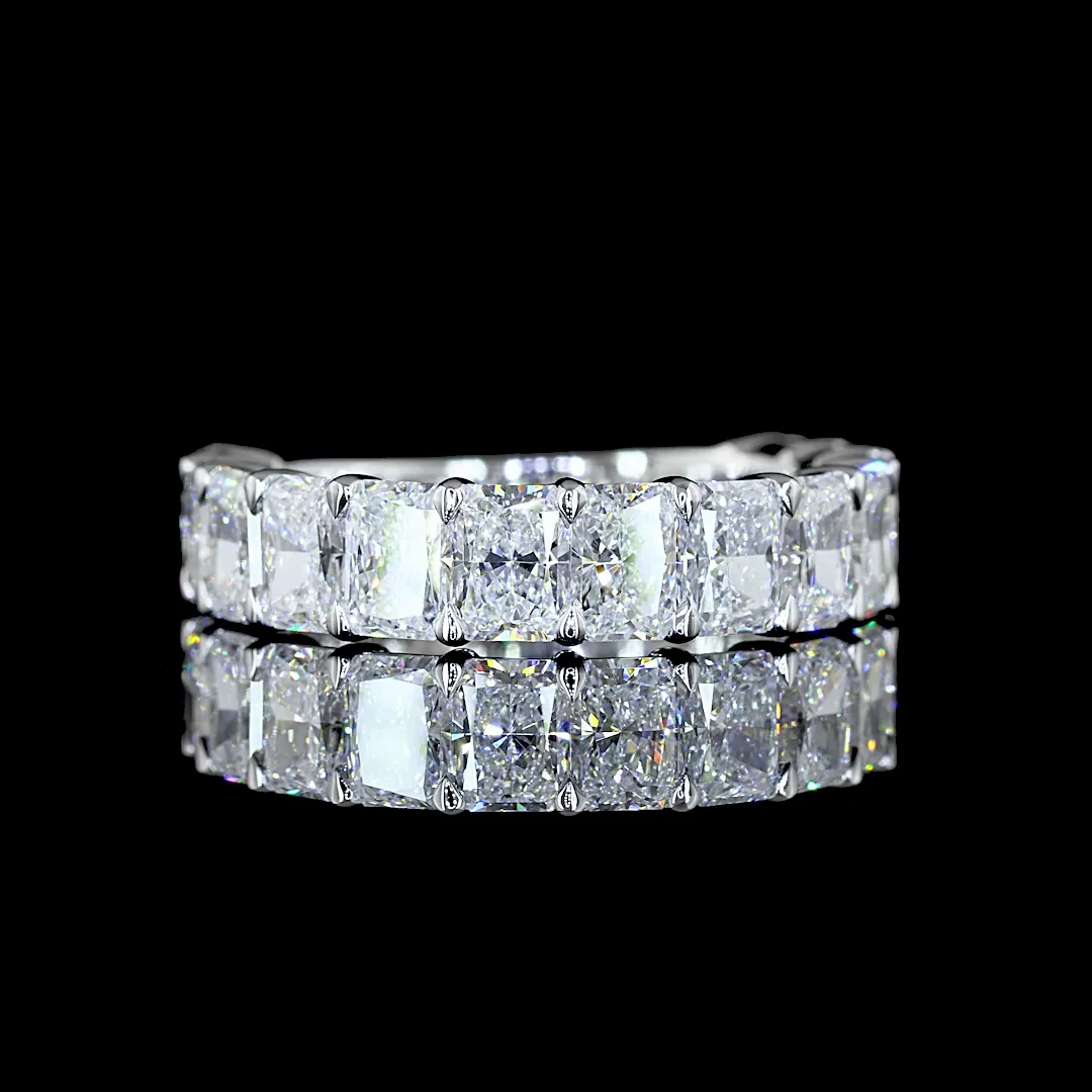3.93 Cts 14k White Gold Radiant Shape 3/4 Band Eternity Band - Video