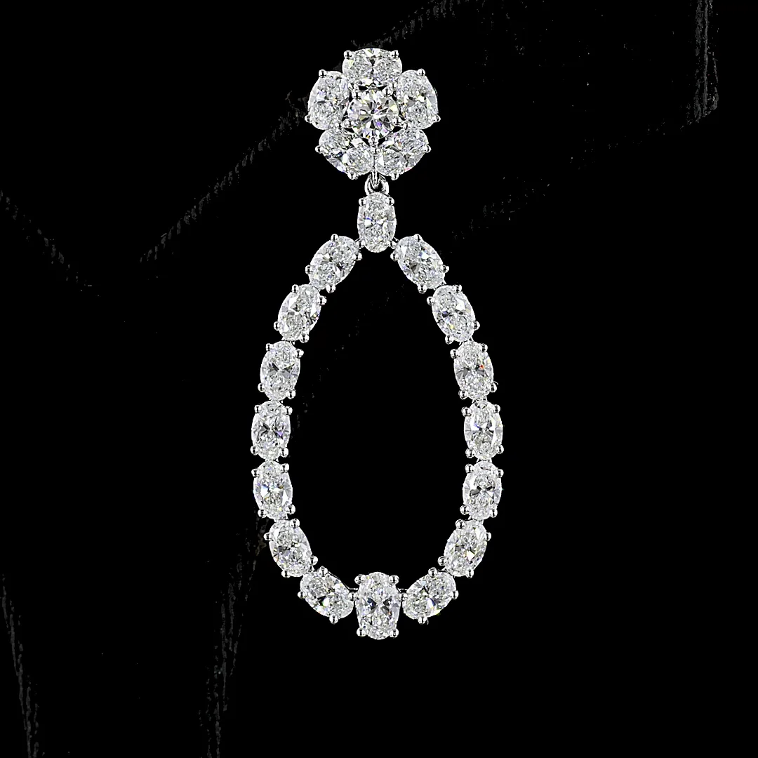 7.14 Cts 14k White Gold Mix Shape Hanging Earring - Image 3