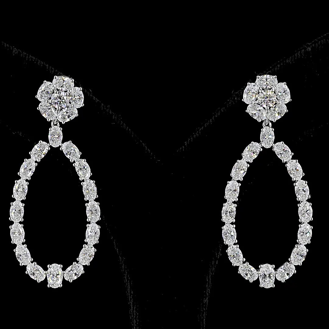 7.14 Cts 14k White Gold Mix Shape Hanging Earring - Image 4
