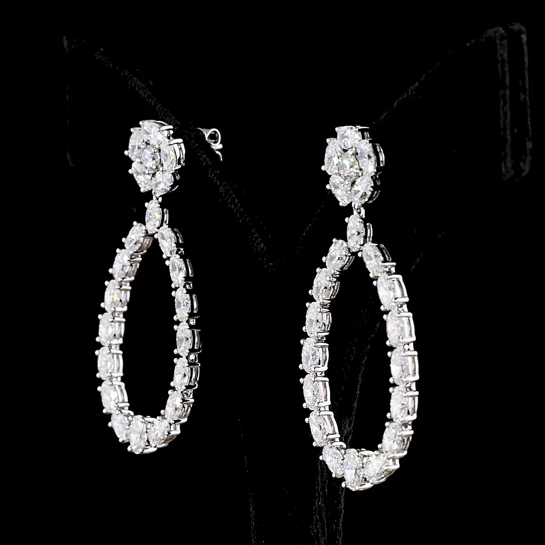 7.14 Cts 14k White Gold Mix Shape Hanging Earring - Video