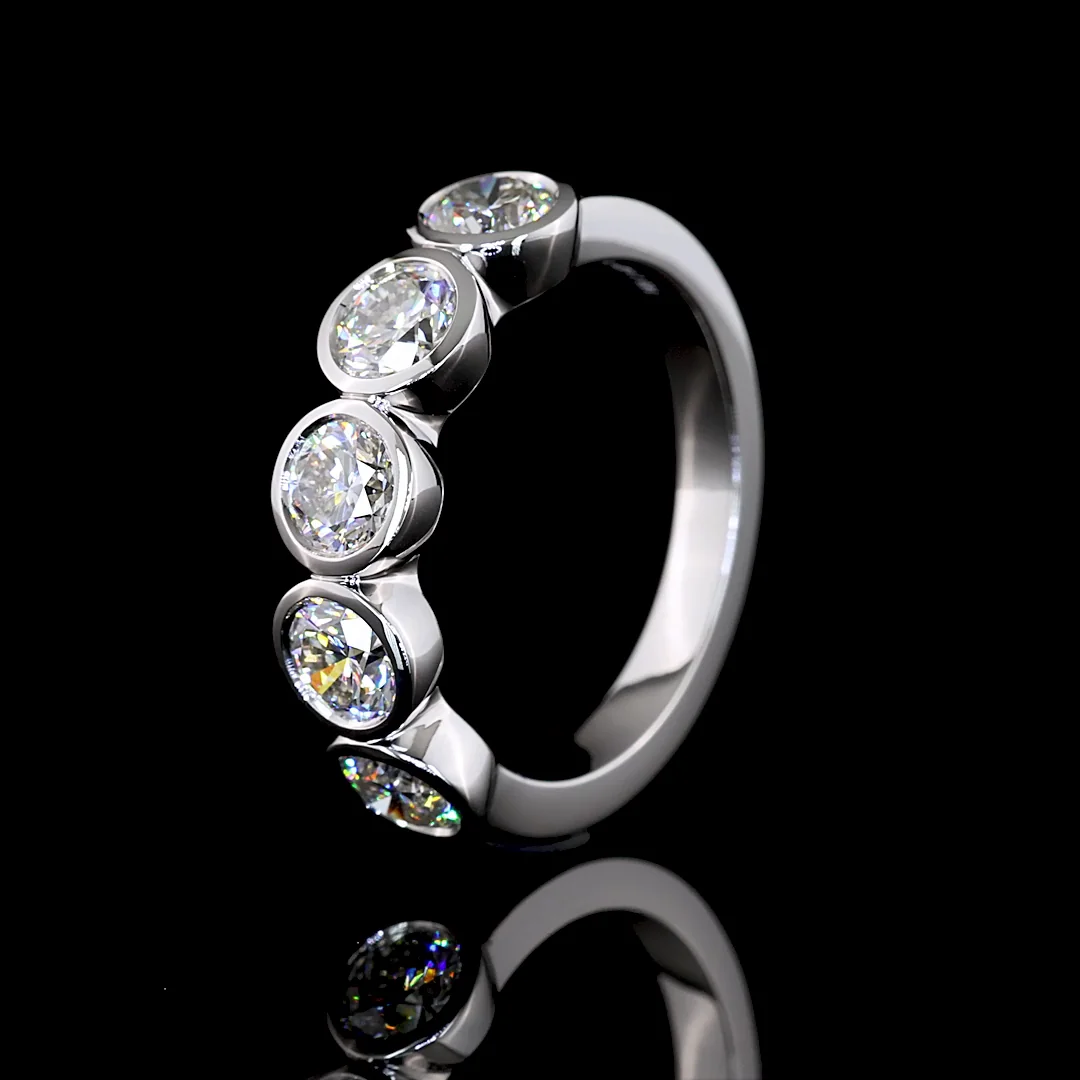 2.05 Cts 14k White Gold Round Shape 5 Stones Eternity Band - Image 4