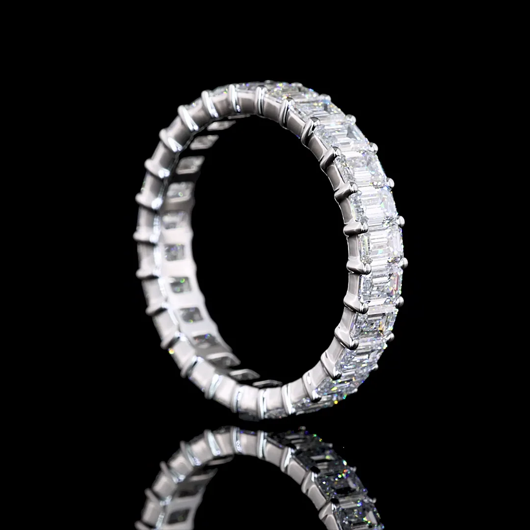 3.14 Cts 14k White Gold Emerald Shape Eternity Band Eternity Band - Image 2