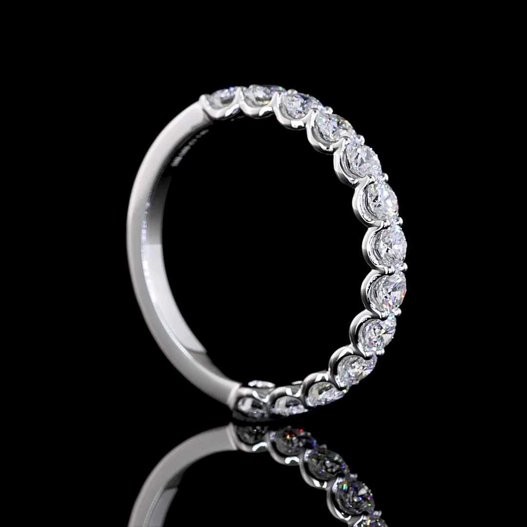 1.05 Cts 14k White Gold Round Shape Half Eternity Eternity Band - Image 2