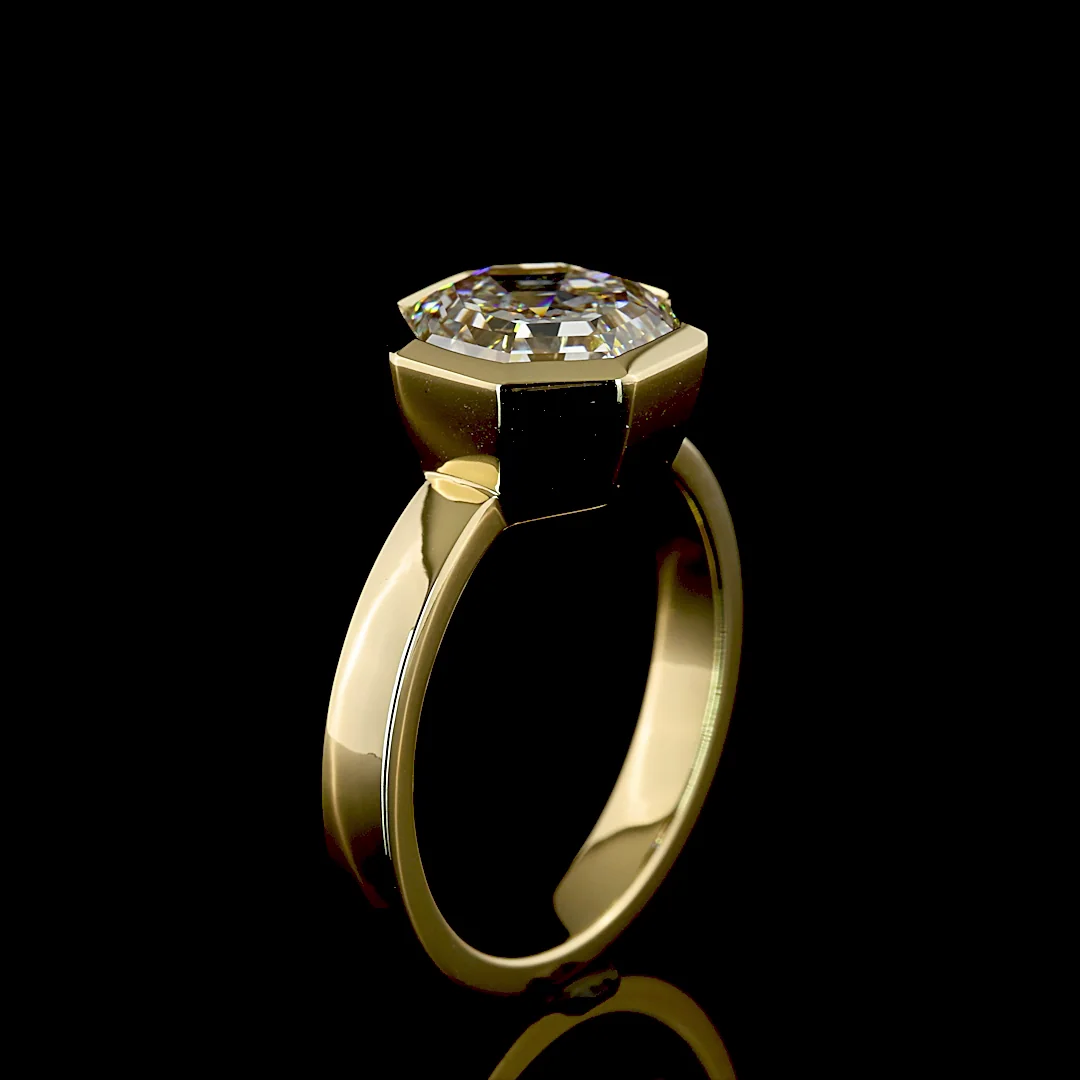 3.14 Cts 14k Yellow Gold Octagon Shape Solitaire Ring - Image 4