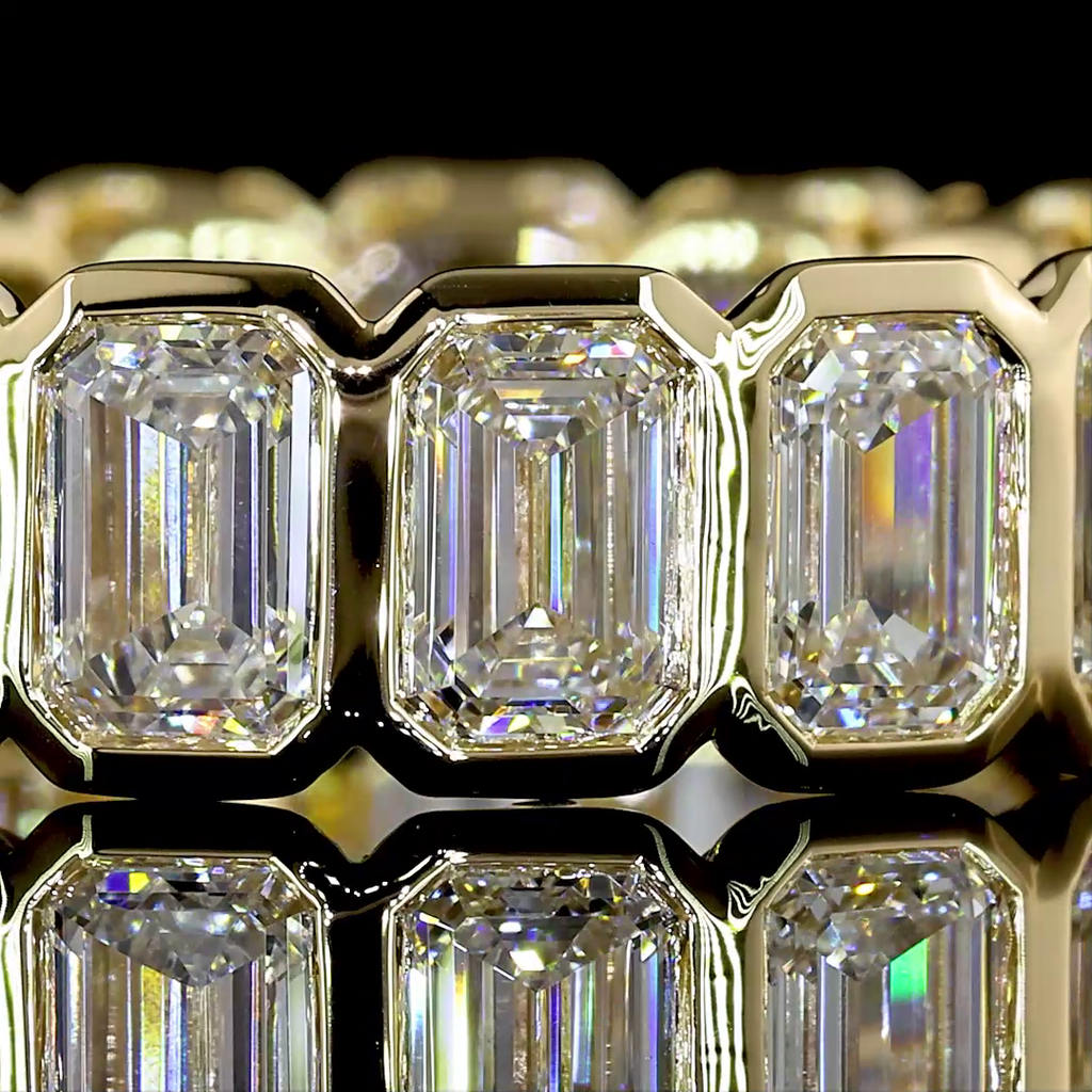 3.07 Cts 14k Yellow Gold Oval Shape 3/4 Band Eternity Band - Image 3