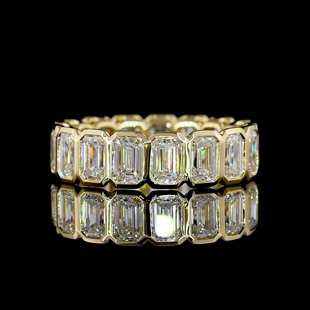 3.07 Cts 14k Yellow Gold Oval Shape 3/4 Band Eternity Band - Video