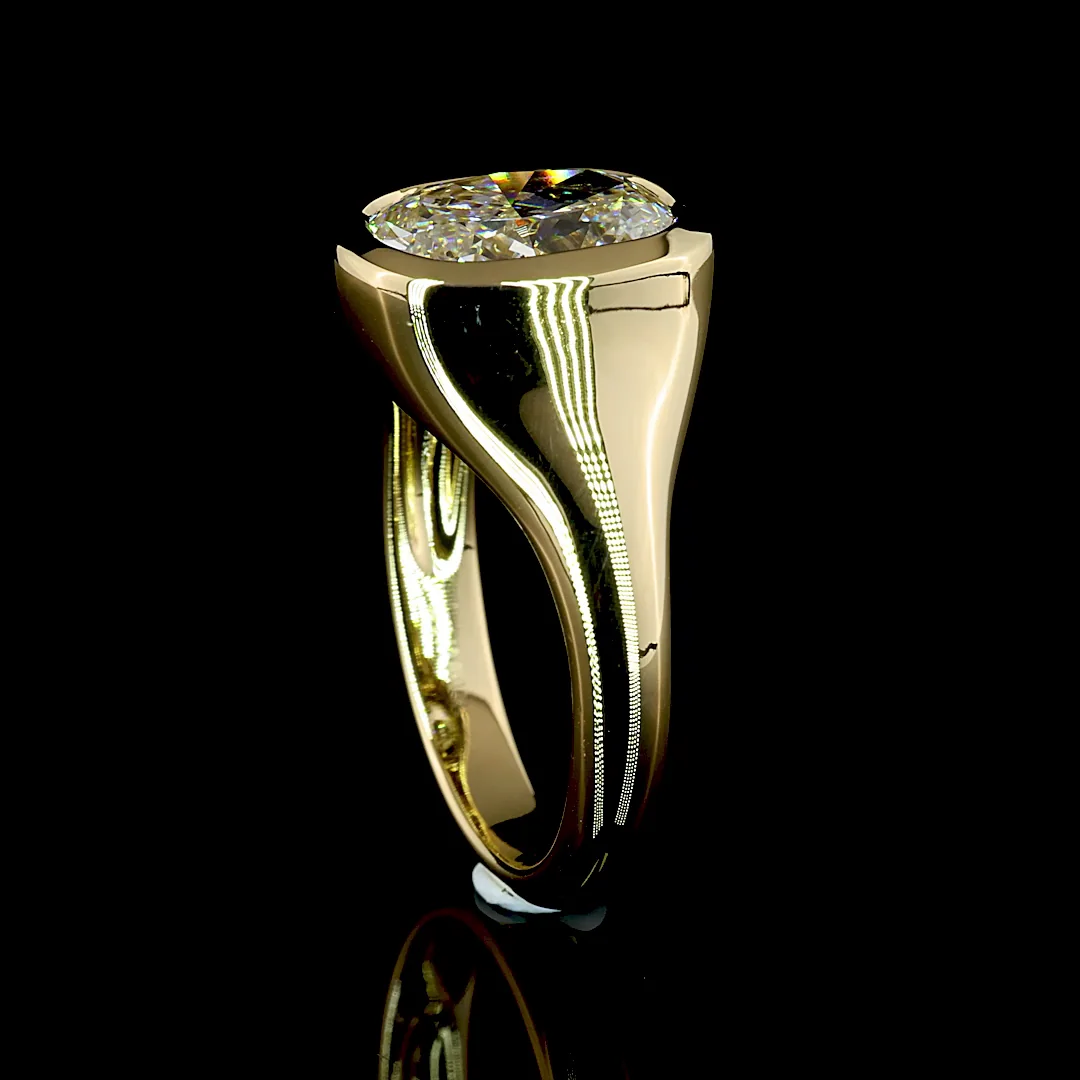 3.01 Cts 14k Yellow Gold Cushion Brilliant Shape Solitaire Ring - Image 2