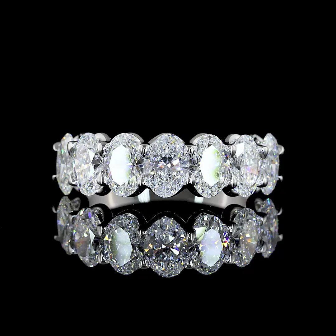 2.9 Cts 14k White Gold Oval Shape 7 Stones Eternity Band - Video