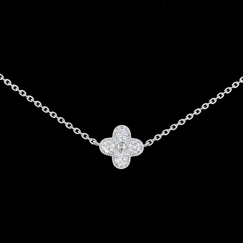 1.76 Cts 18k White Gold Round Shape Station Necklace - Image 3