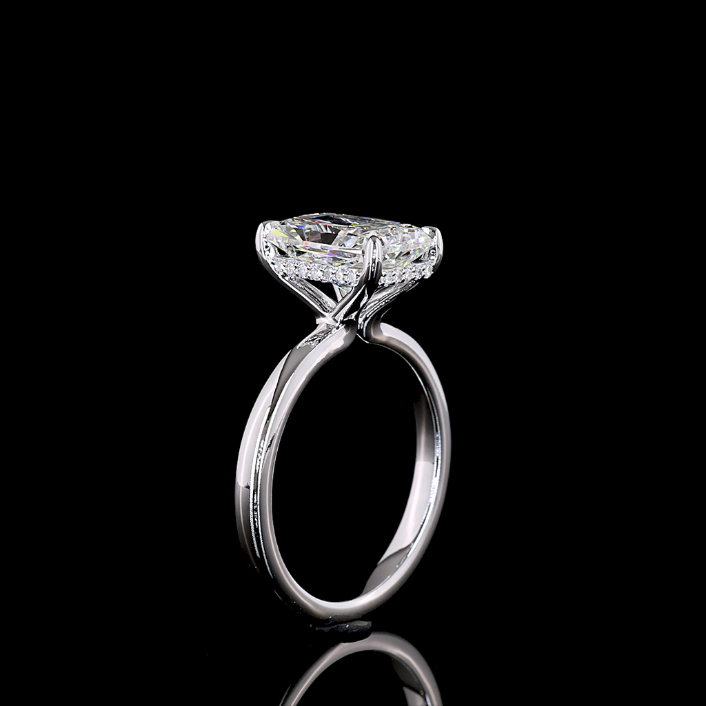 3.15 Cts 14k White Gold Radiant Shape Hidden Halo Ring - Image 4