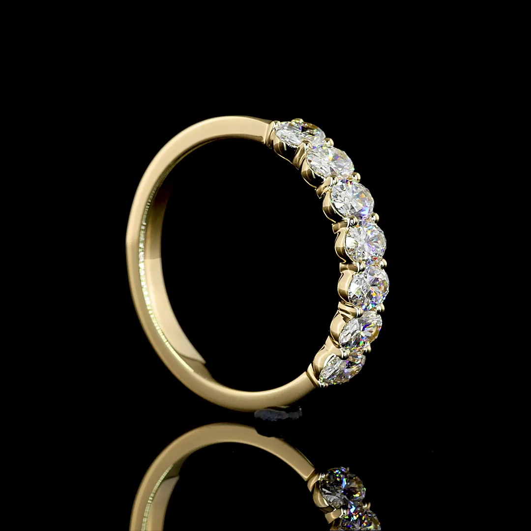 1.13 Cts 14k Yellow Gold Oval Shape 7 Stones Eternity Band - Image 2