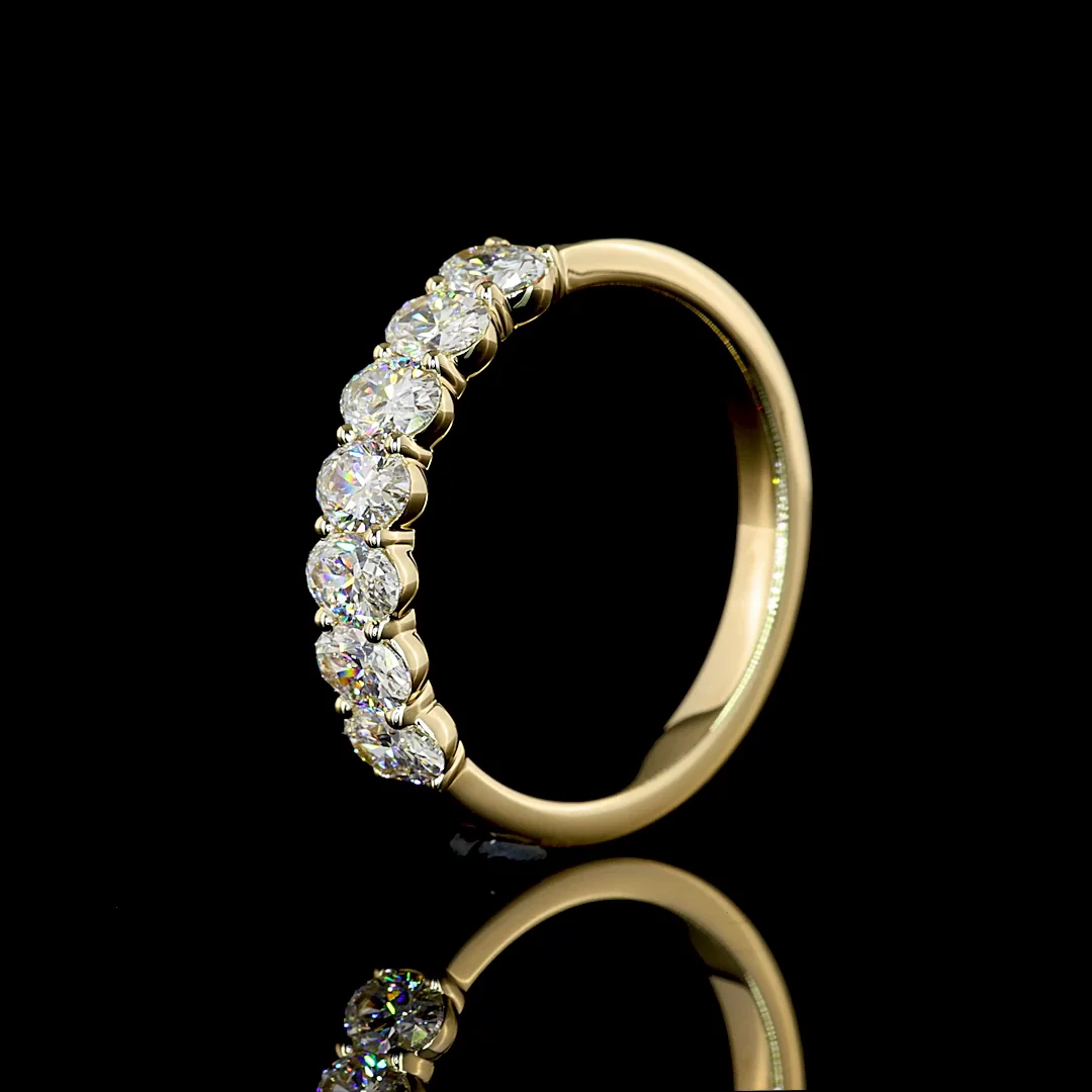 1.13 Cts 14k Yellow Gold Oval Shape 7 Stones Eternity Band - Image 4