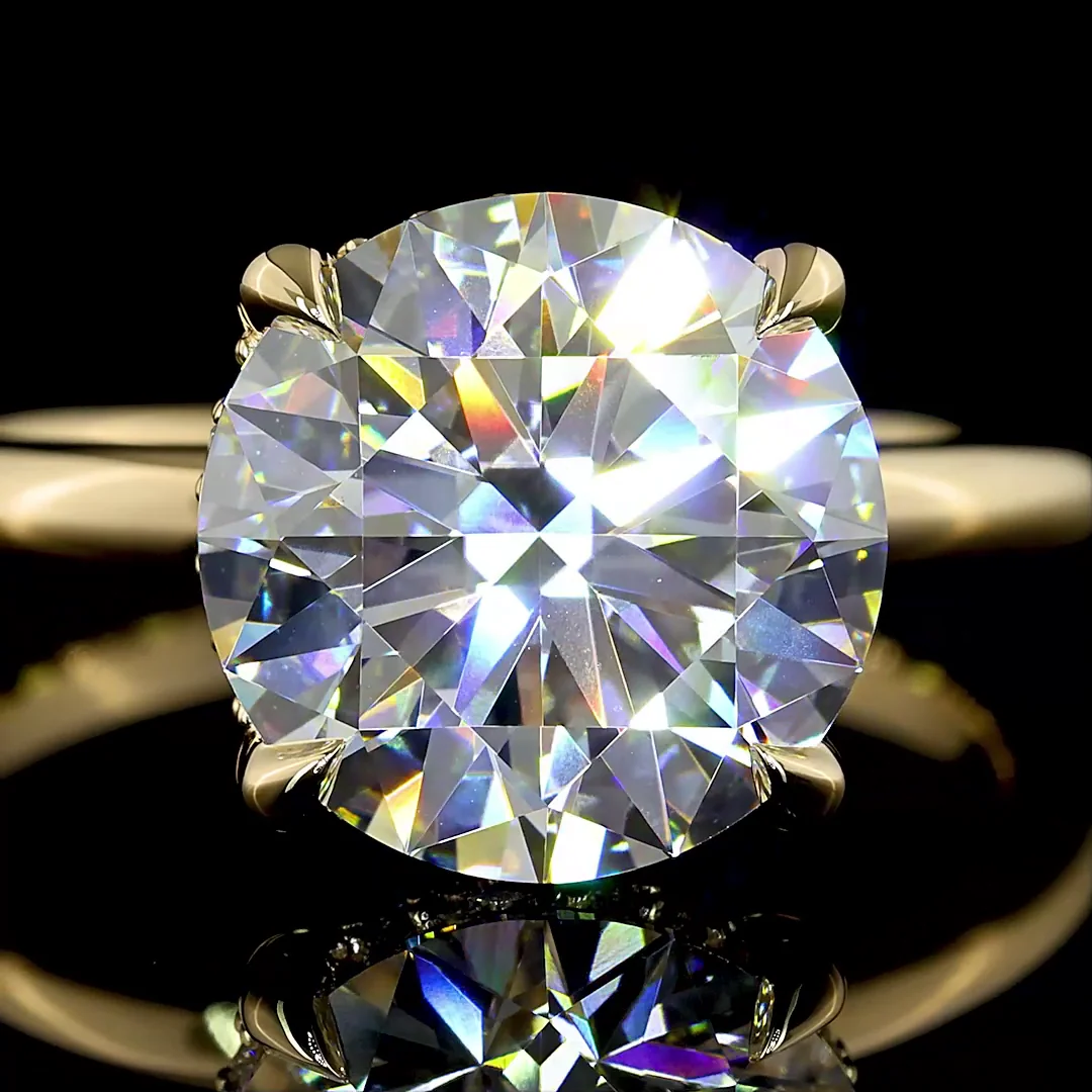 4.16 Cts 14k Yellow Gold Round Shape Hidden Halo Ring - Image 3