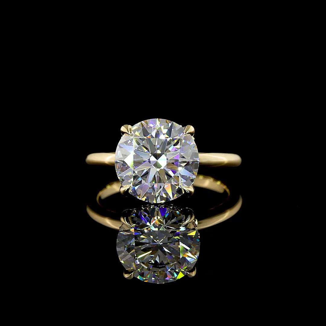 4.16 Cts 14k Yellow Gold Round Shape Hidden Halo Ring - Video
