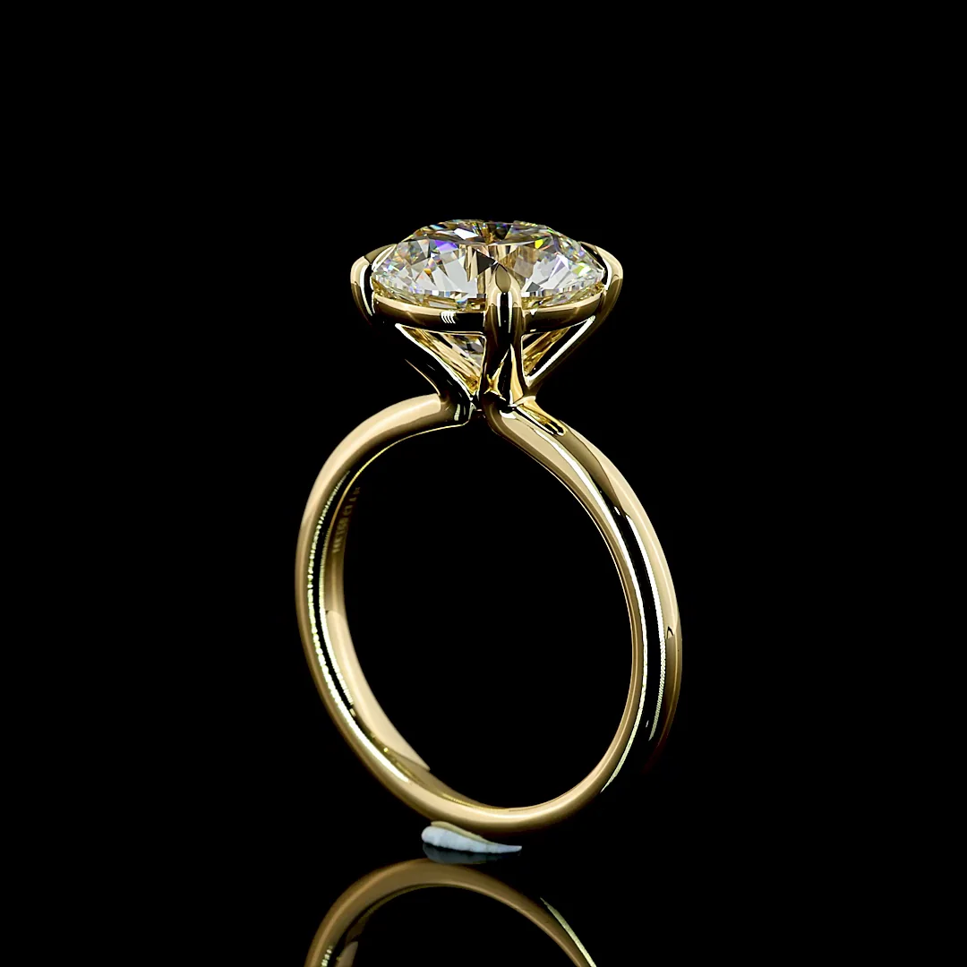 4.05 Cts 14k Yellow Gold Round Shape Solitaire Ring - Image 2