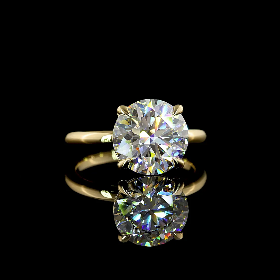 4.05 Cts 14k Yellow Gold Round Shape Solitaire Ring - Video