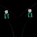 5.75 Cts 14k White Gold Asscher Shape Hanging Earring - Image 3