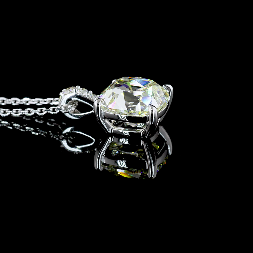 3.1 Cts 14k White Gold Cushion Brilliant Shape Pendant Pendant - Image 2