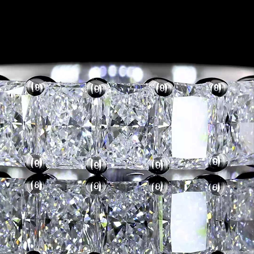 1.62 Cts 14k White Gold Radiant Shape Half Eternity Eternity Band - Image 3