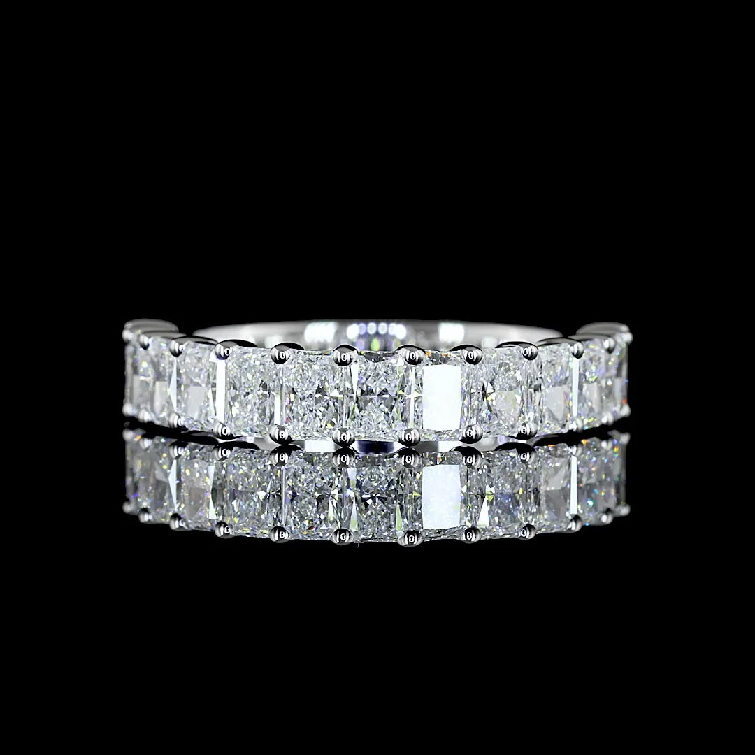 1.62 Cts 14k White Gold Radiant Shape Half Eternity Eternity Band - Video