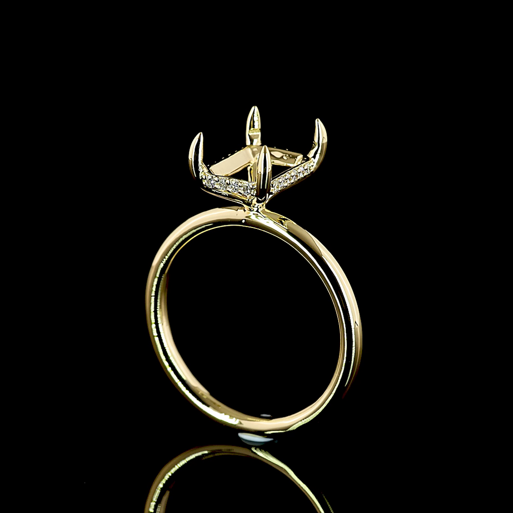 3.18 Cts 14k Yellow Gold Emerald Shape Hidden Halo Ring - Image 2