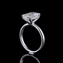 3.09 Cts 14k White Gold Emerald Shape Hidden Halo Ring - Image 2