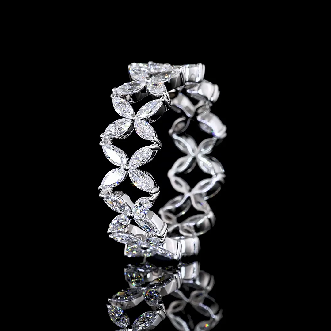1.34 Cts 18k White Gold Marquise Shape Eternity Band Eternity Band - Image 4