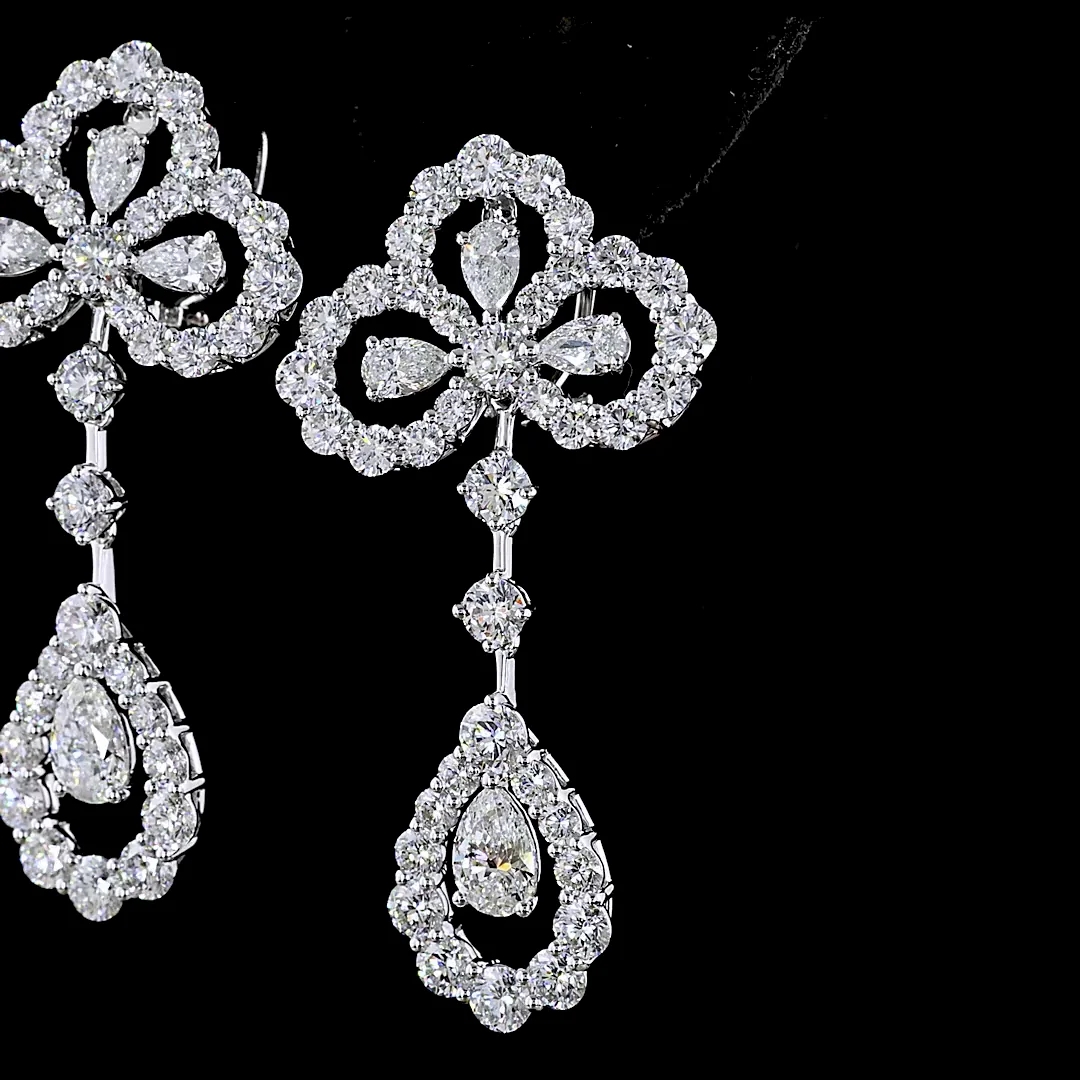 6.84 Cts 14k White Gold Mix Shape Hanging Earring - Image 3