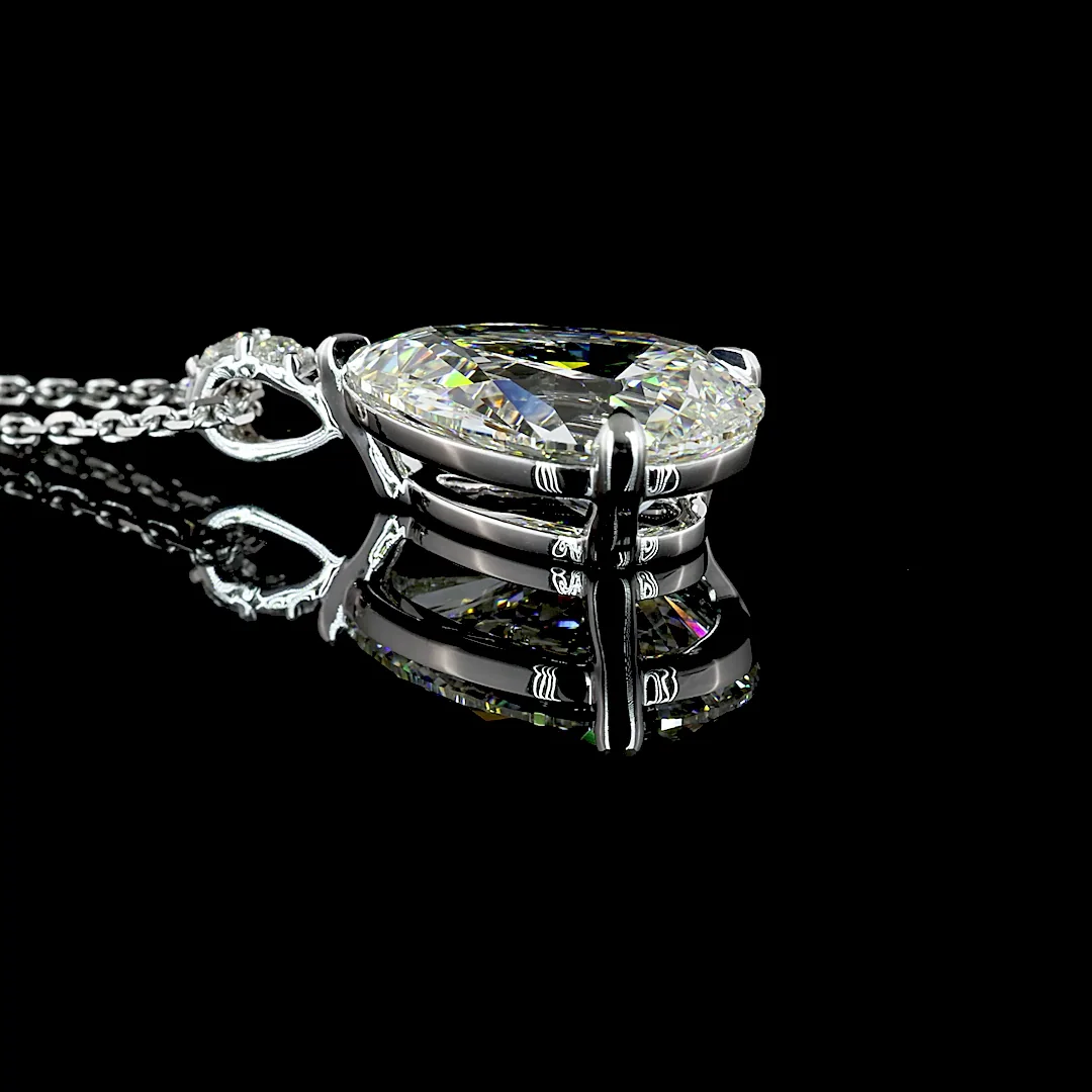 3.4 Cts 14k White Gold Pear Shape Pendant Pendant - Image 2