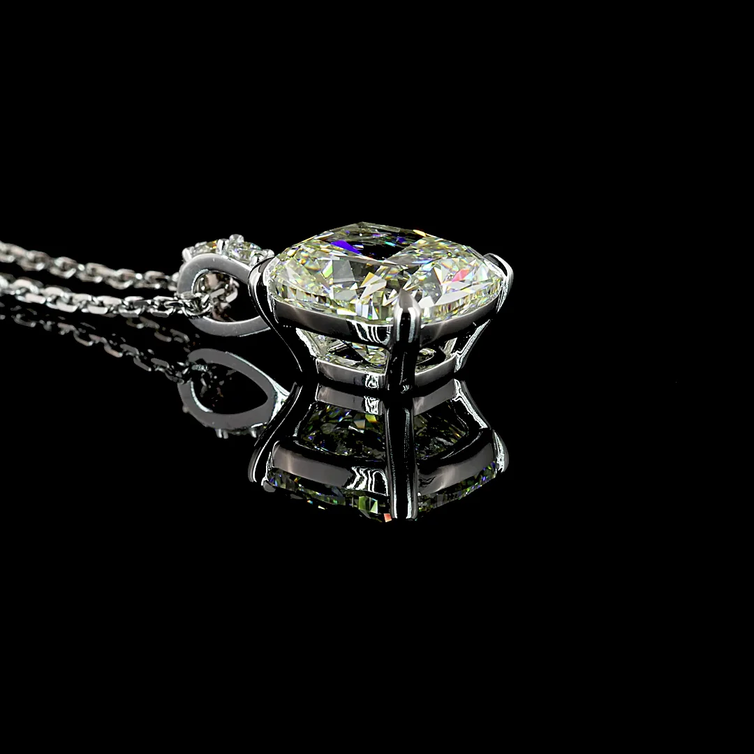 2.08 Cts 14k White Gold Cushion Brilliant Shape Pendant Pendant - Image 2
