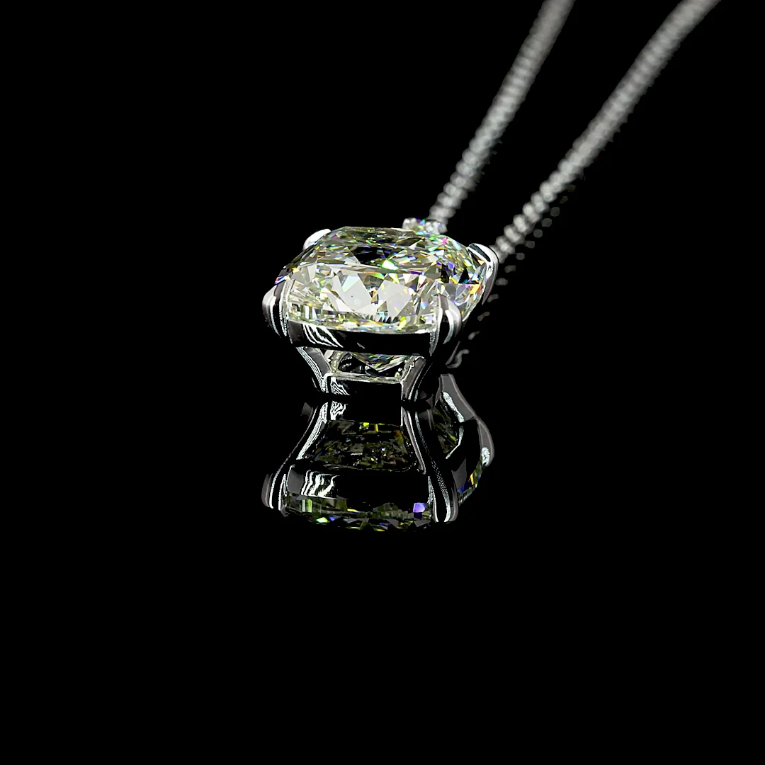 2.08 Cts 14k White Gold Cushion Brilliant Shape Pendant Pendant - Image 4