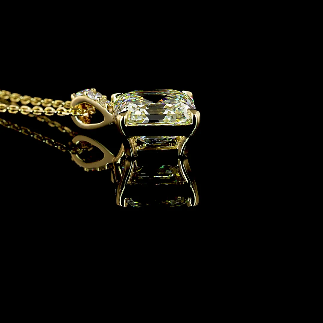 3.14 Cts 14k Yellow Gold Asscher Shape Pendant Pendant - Image 2