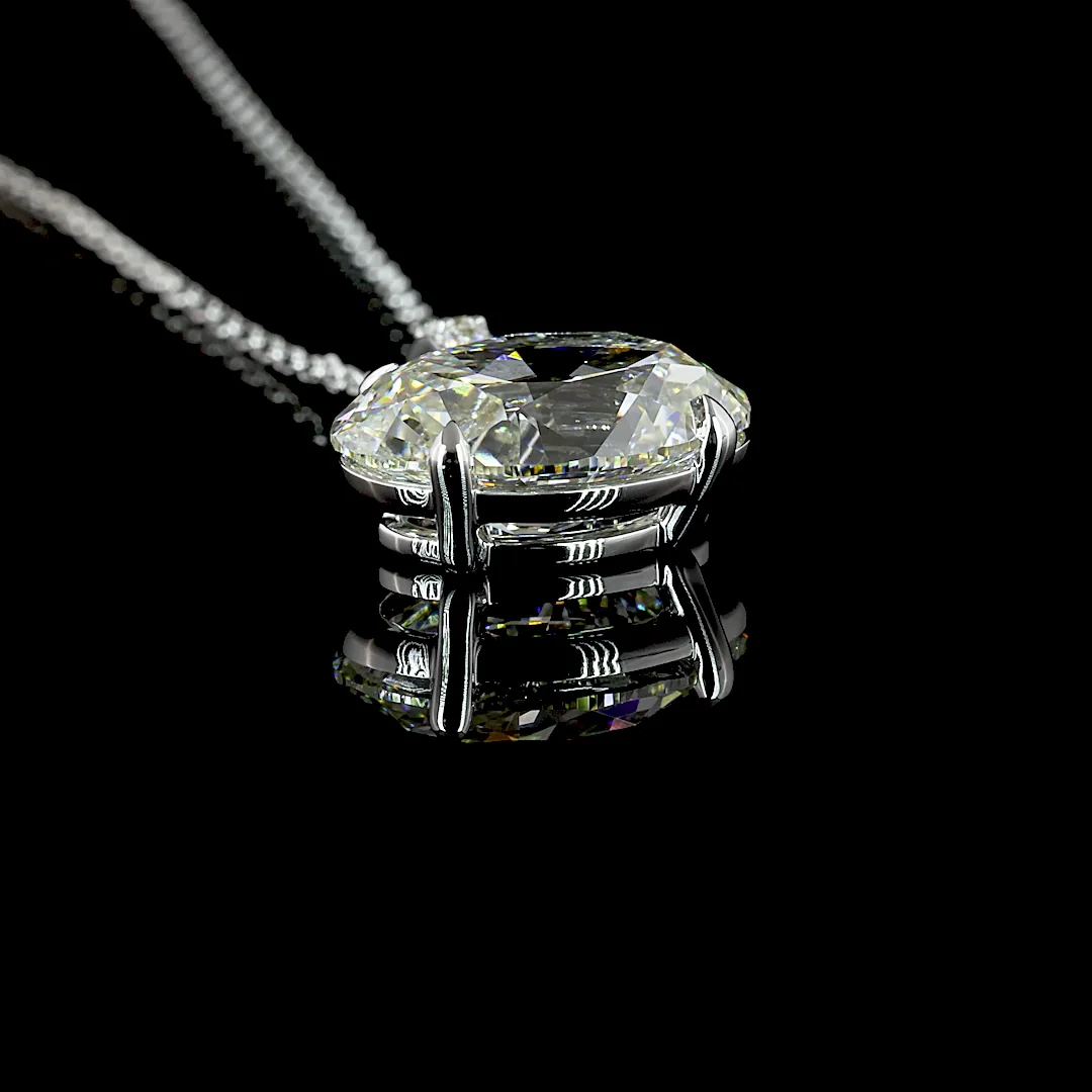 3.81 Cts 14k White Gold Antique Oval Shape Pendant Pendant - Image 2