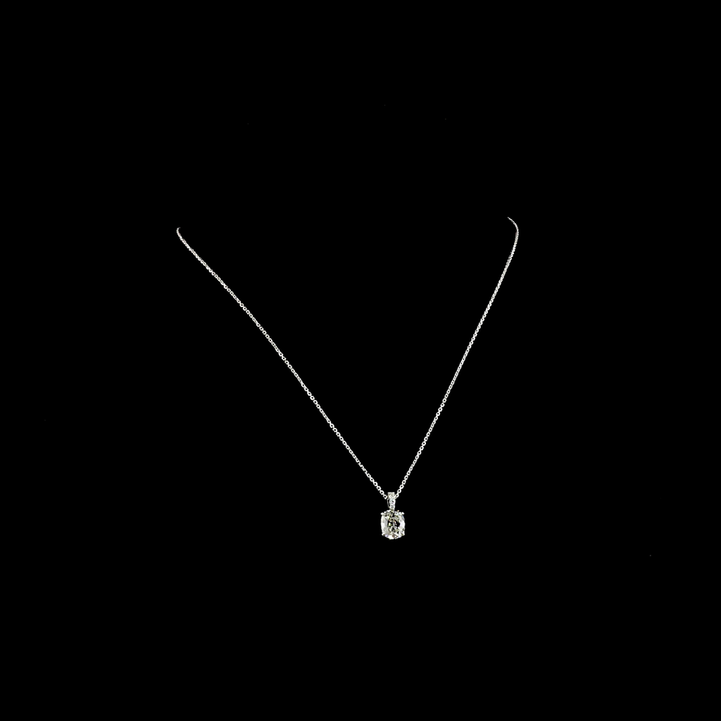 2.1 Cts 14k White Gold Antique Cushion Shape Pendant Pendant - Image 4