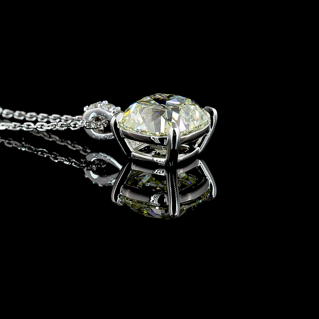 1.71 Cts 14k White Gold Antique Cushion Shape Pendant Pendant - Image 2