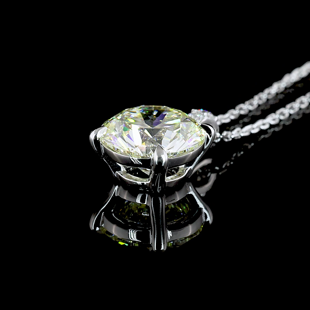 2.82 Cts 14k White Gold Round Shape Pendant Pendant - Image 4
