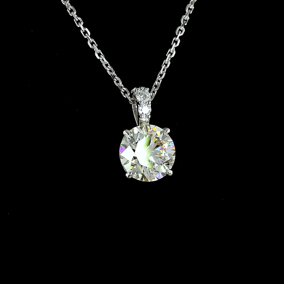 1.34 Cts 14k White Gold Round Shape Pendant Pendant - Image 3
