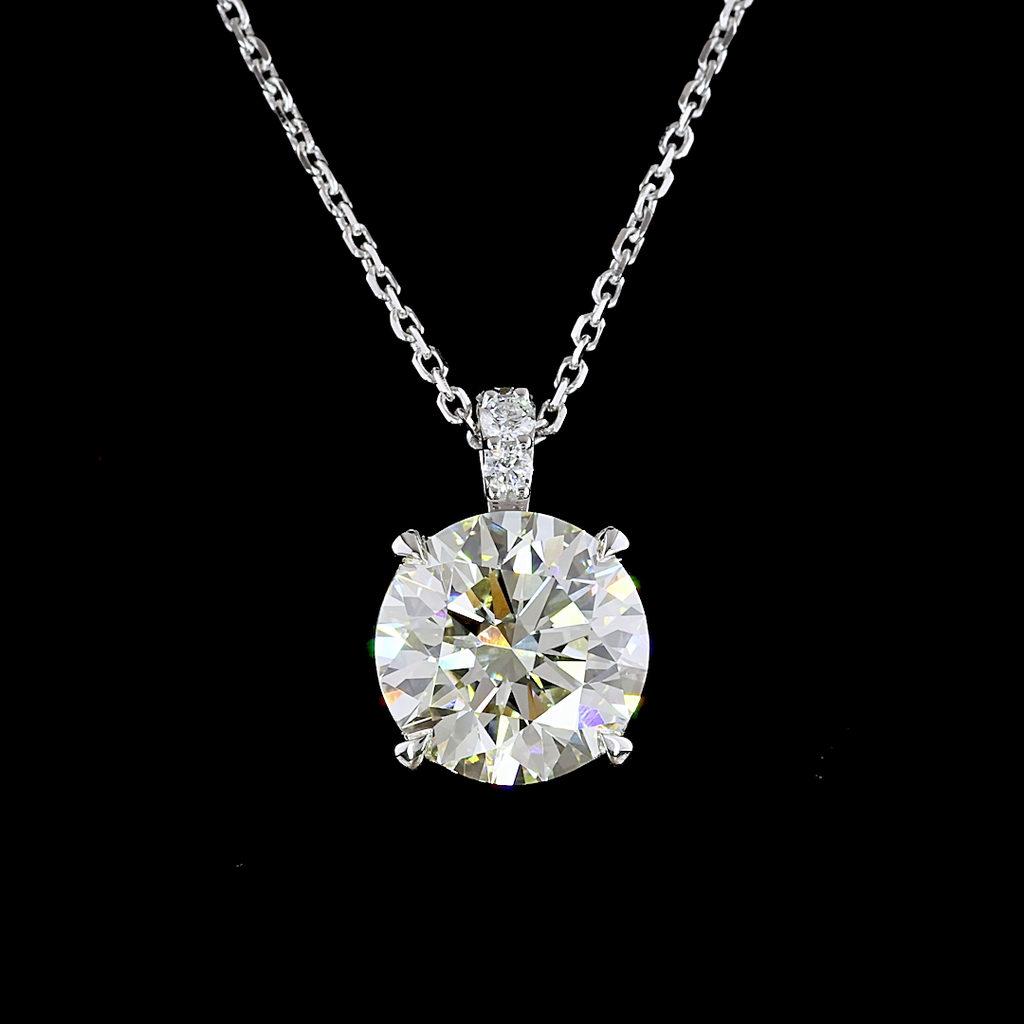 2.56 Cts 14k White Gold Round Shape Pendant Pendant - Image 3