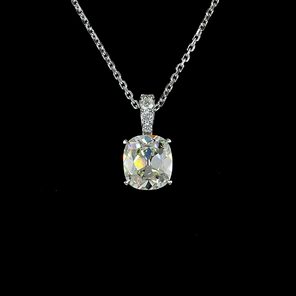 1.57 Cts 14k White Gold Antique Cushion Shape Pendant Pendant - Image 3
