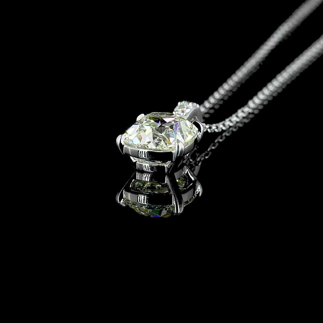 1.57 Cts 14k White Gold Antique Cushion Shape Pendant Pendant - Image 4