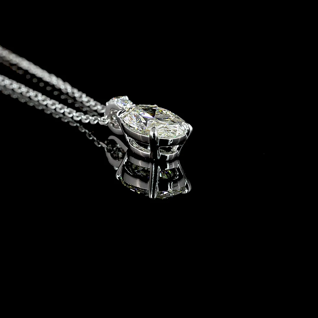 1.09 Cts 14k White Gold Oval Shape Pendant Pendant - Image 2