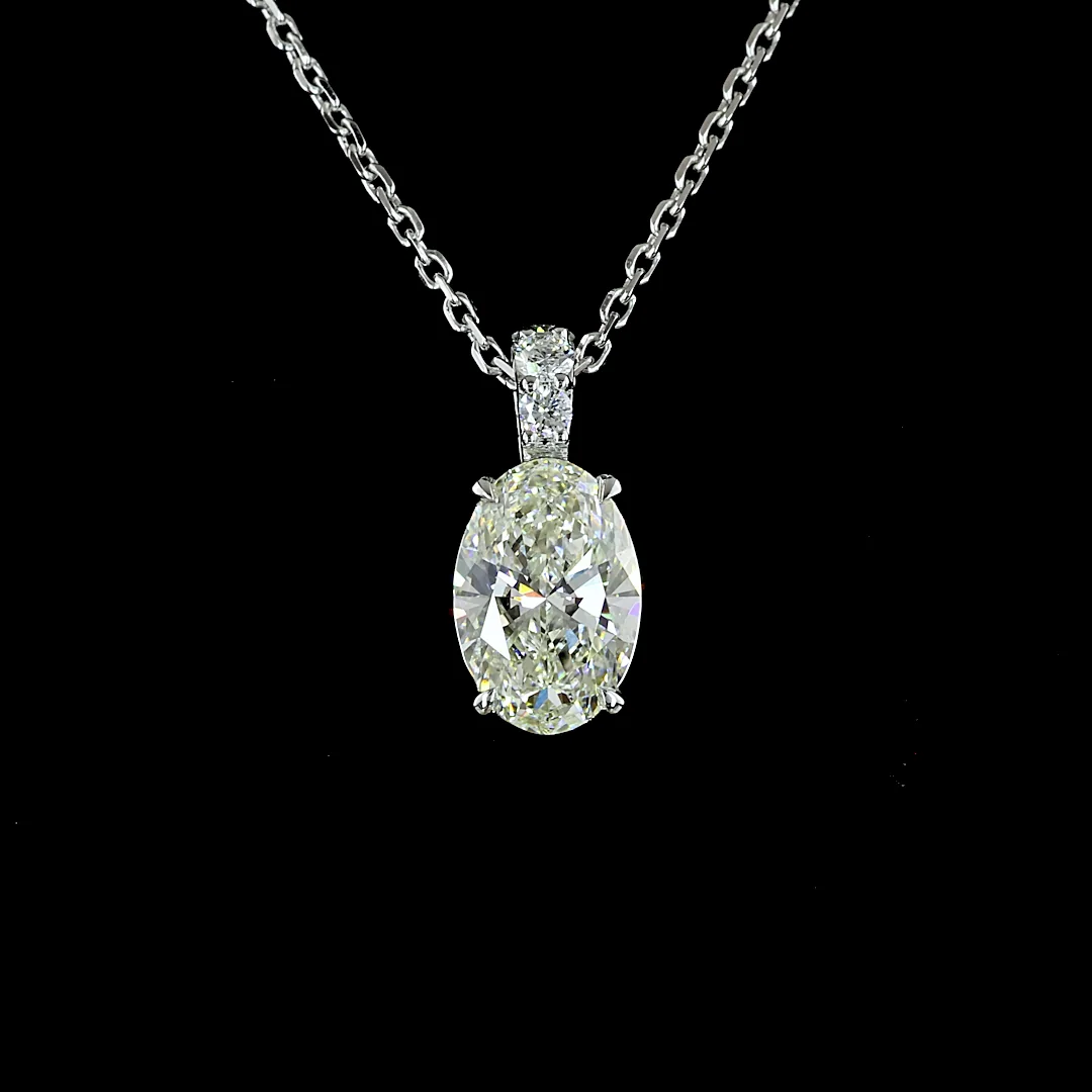 1.09 Cts 14k White Gold Oval Shape Pendant Pendant - Image 3