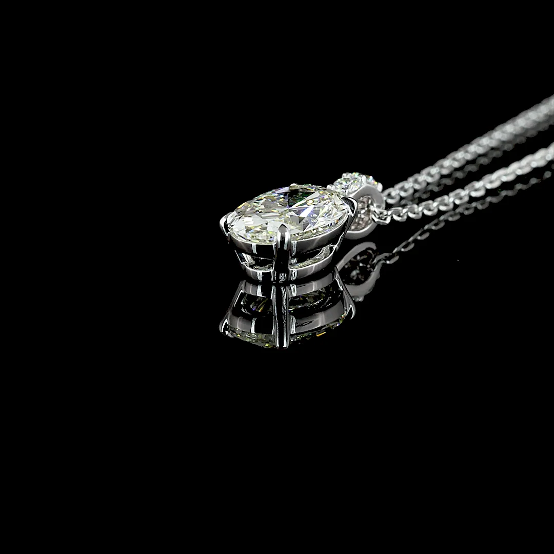 1.09 Cts 14k White Gold Oval Shape Pendant Pendant - Image 4