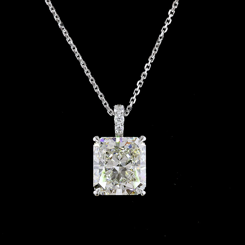 4.1 Cts 14k White Gold Radiant Shape Pendant Pendant - Image 3