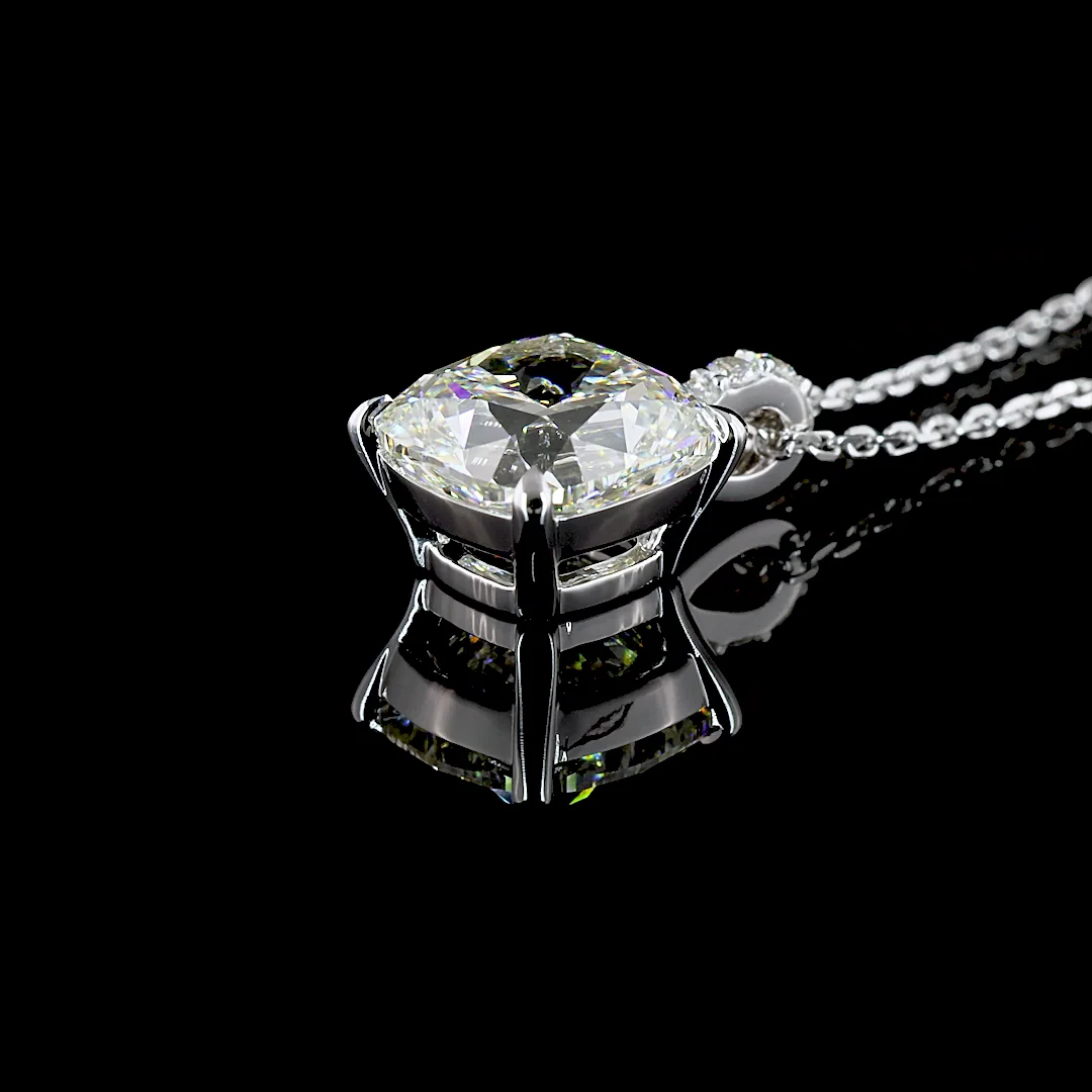 3.4 Cts 14k White Gold Cushion Modified Shape Pendant Pendant - Image 4