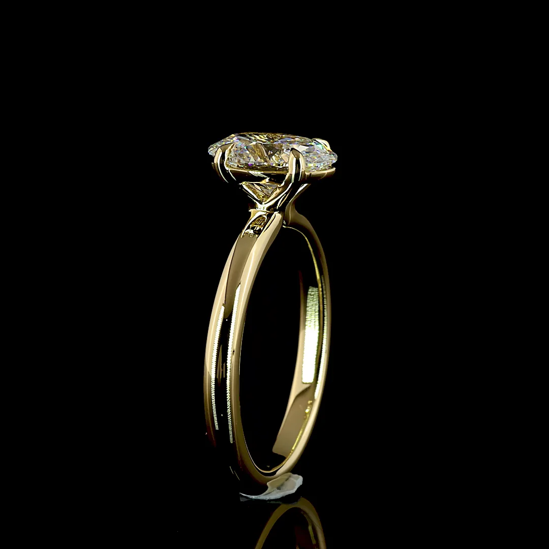 1.56 Cts 14k Yellow Gold Oval Shape Solitaire Ring - Image 4
